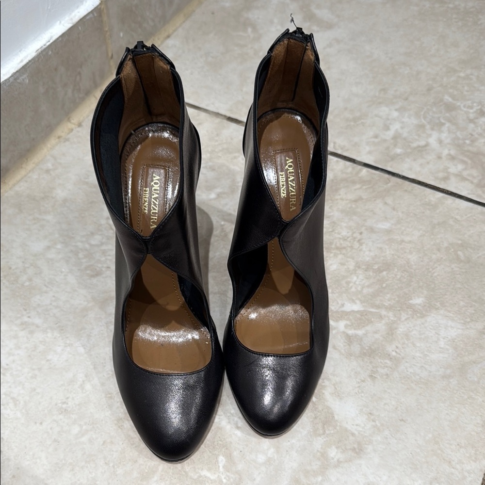 Aquazzura Black Leather Heels